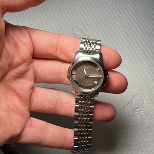 Gucci Metallic Silver and Taupe Watch
